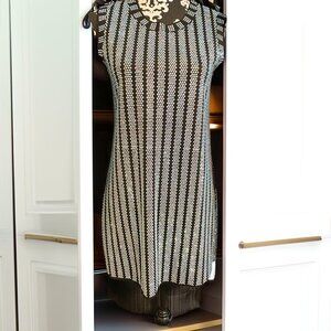 Black with Iridescent Crystal Embellished Sleeveless A-Line Party Dress